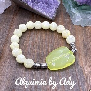 Chunky lemon jade beaded bracelet